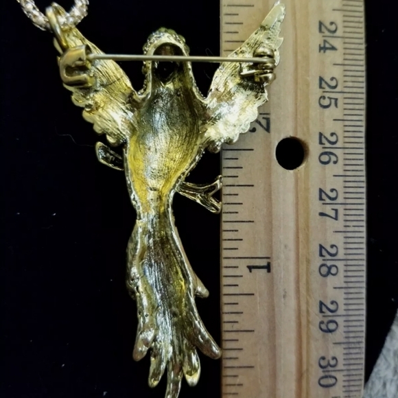 Green Parrot Branch Brooch Pendant Necklace NWT - Picture 3 of 10